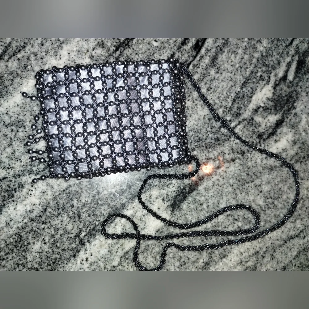 Georgio Beverly Hills Elegant Gray Beaded Women's Bag